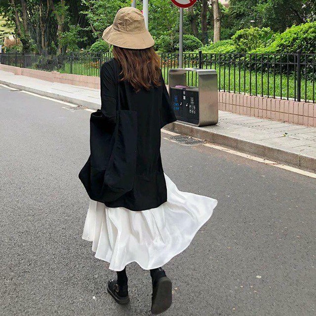 ゆったり ドッキング ワンピース 白黒 マタニティにも Like Happy インポートセレクトショップ Co