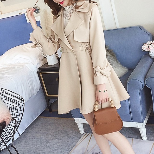 トレンチコート スプリングコート Aライン テーラード ハーフコート ジャケット フェミニン 秋服 春服 デート服 アウター レディース 韓国 ファッション A0123 Aeka Clothet