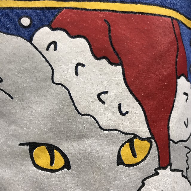 80 90年代 Usa製 ヴィンテージ Fruits Of The Room フルーツオブザルーム スウェットミャオウリー クリスマス ロイヤルブルー 古着屋 Eaglebase イーグルベイス Vintage Militaryを中心に古き良き時代のusedを通信販売