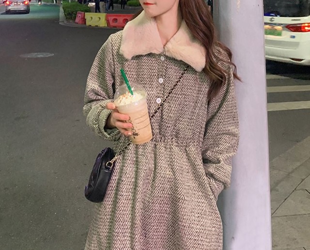 ワンピース 11 冬のレトロガーリー フェミニン 総柄 ウール ロング ワンピース ｂｌｏｅｍ