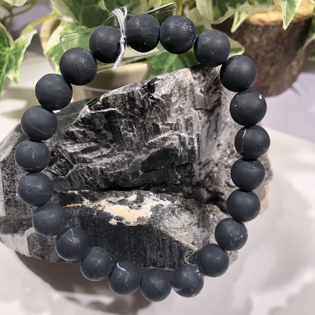 純北海道産 上ノ国 ブラックシリカ ブレス Lサイズ 天然石の玉井堂 Tamaidou