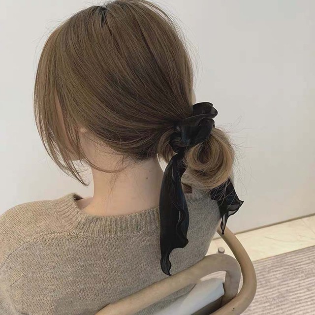 国内発送 シュシュ ヘアゴム おしゃれ 大人 お団子 黒 リボン ヘアアクセサリー おしゃれ かわいい ヘアアレンジ グッズ 髪留め りぼん プレゼント Infini Arc En Ciel