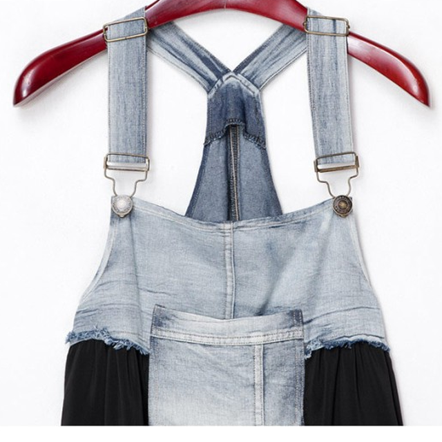 デニムとシフォンの切り替えワンピース W0623 大きいサイズあり Club Zanetty