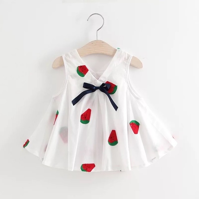 女の子 袖なし ワンピース 夏 可愛い スイカ 花柄 Dyh海外子供用品