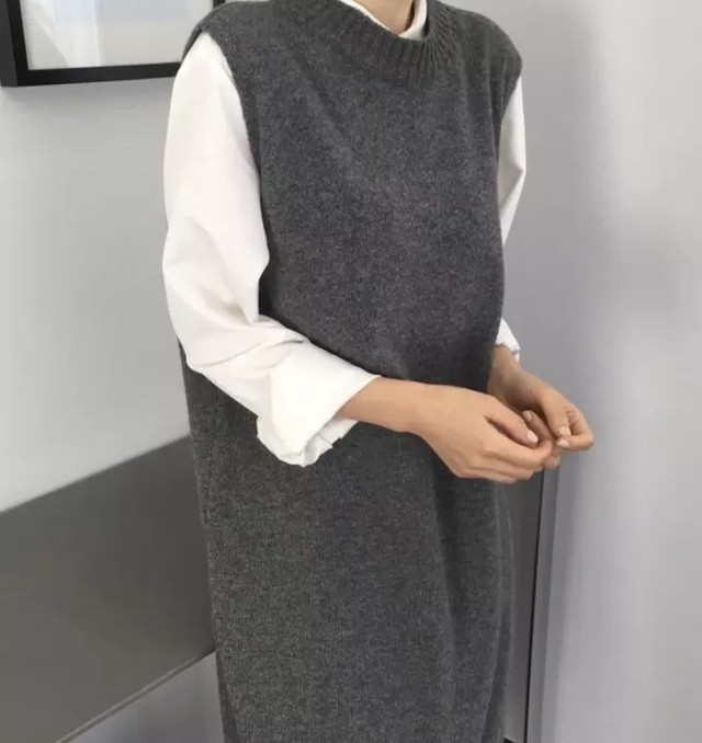 即納ok ロングベストニット ワンピース Croire Liberte7