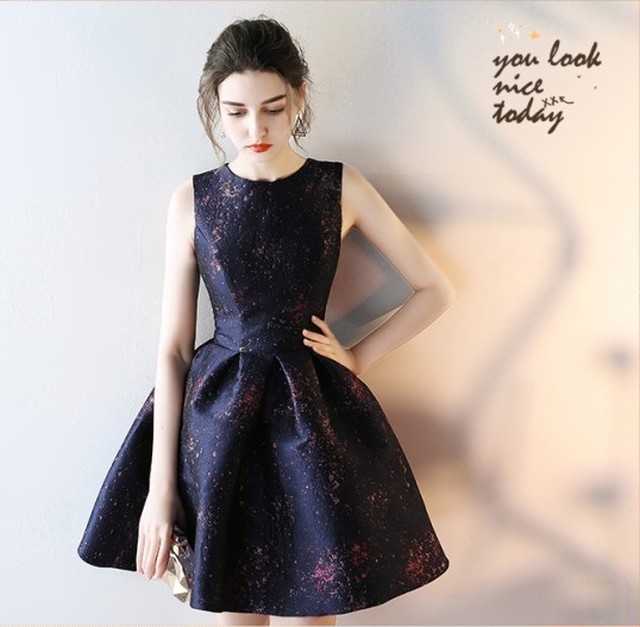 キラキラ 星空風 ノースリーブ 袖なし ミニドレス キャバドレス ミニワンピース Aライン 結婚式 お呼ばれ パーティー 発表会 Ptnym0605 Shop Suba