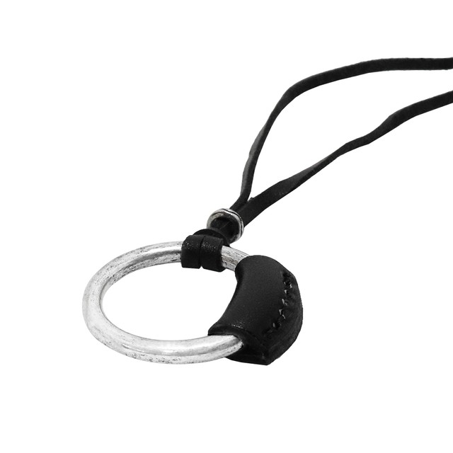 S W P シンプル リング レザー メンズ ネックレス リングネックレス 革ひも ロングネックレス メガネホルダー ブラック Smne 001 Springs