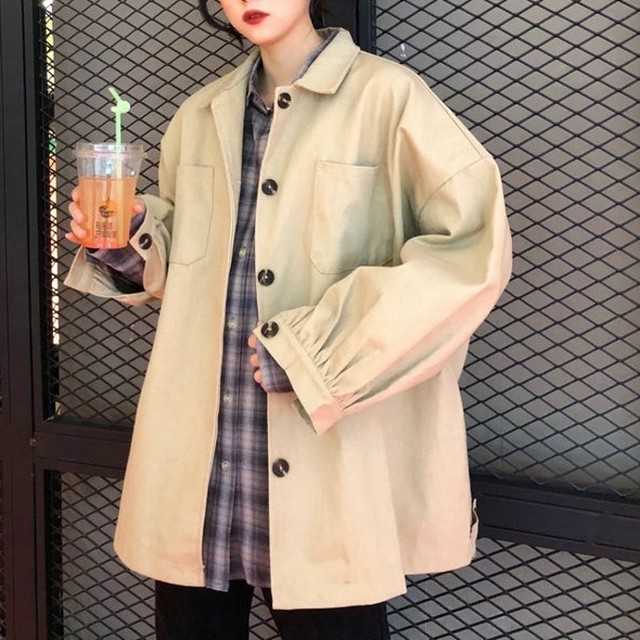 アウター シャツジャケット Cpoジャケット ドロップショルダー オーバーサイズ ビッグシルエット 無地 ゆったり シンプル ナチュラル カジュアル ストリート ボーイッシュ メンズライク 春 秋 冬 Pa1416 Mahha Planet