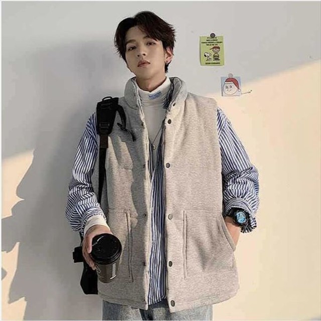 中綿ベスト コットン ベスト ジレ 無地 シンプル レトロ カジュアル インナーベスト メンズ ストリート ラフ 春 秋 冬 メンズ ルーズ 10代 代 30代 M L Xl 2xl 3xl 4xl 5xl 取寄 発送目安14 21日営業日 Laff Store For