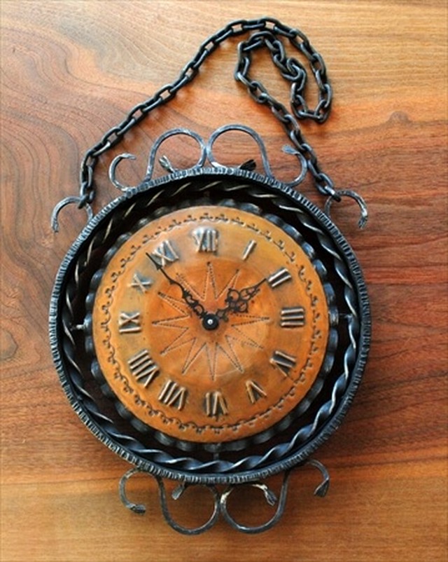 ドイツ製 アイアンxコパー 吊り下げ式 壁時計 ヴィンテージ 鋳物 壁掛け時計 アンティーク Ig0919 Callum Shop Antique Clock Section