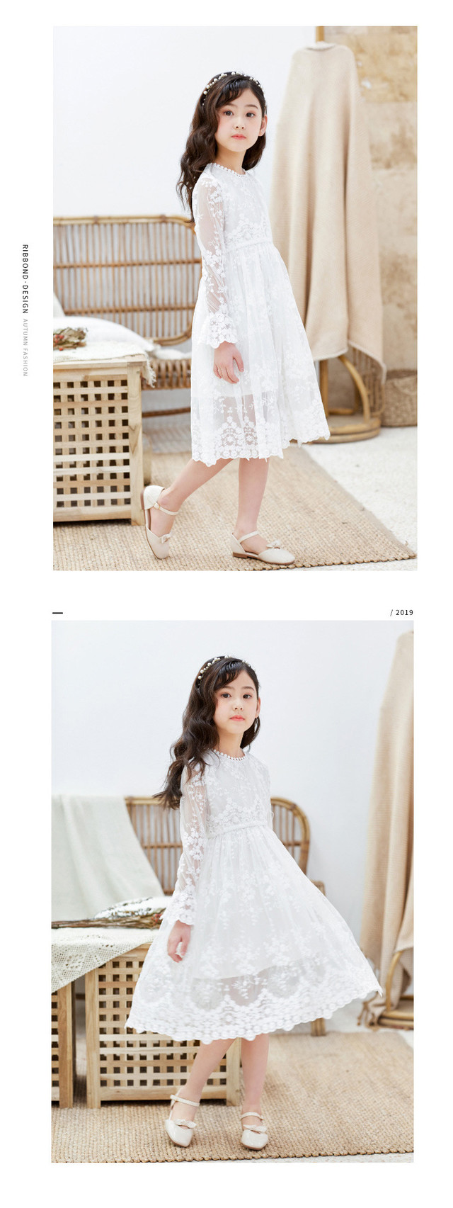 52女の子 レースワンピース 長袖 キッズドレス ジュニア お姫様 ワンピース 女子中学生 小学生 参考身長1 165cm 満天屋