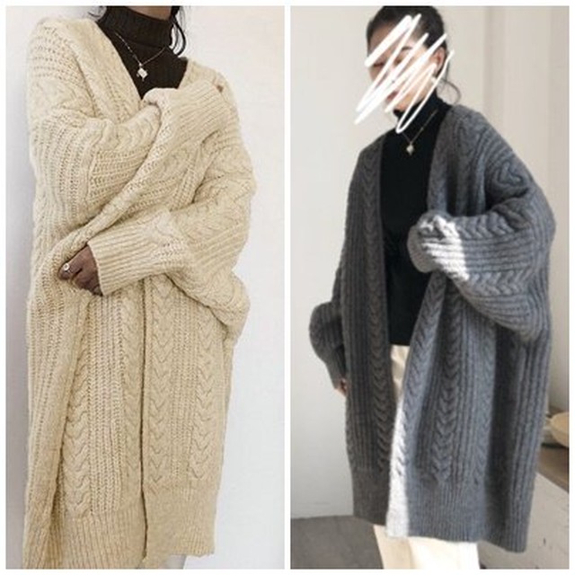 カーディガン ニットカーディガン レディースカーディガン ロングニットカーディガン ケーブル編みニットカーディガン ロングカーデ 秋冬新作 長袖 ゆったり 大きめ ニット 羽織り ドロップショルダー Leaflower 001 リーフラワー レディースファッション専門店