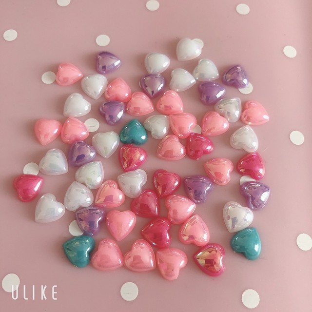 3dネイルパーツ オーロラ ゆめかわいい ハート パーツ パール 10個 Fire Magic