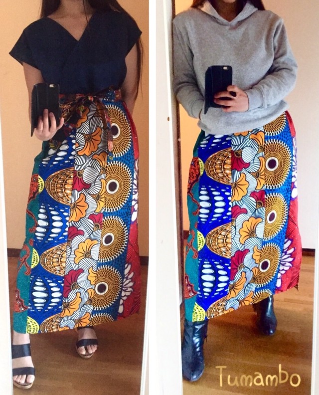 マキシワンピース アフリカ布パッチワーク Tumambo African