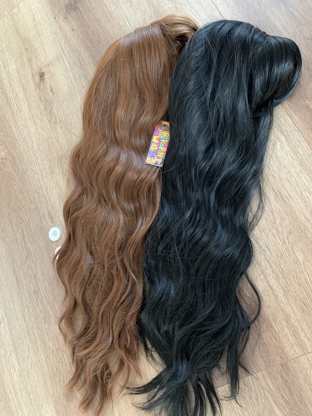 2色有 ブラックorブラウン ロングウェーブウィッグ Pekopon Wig