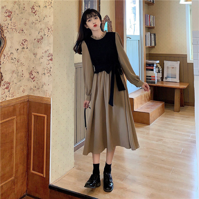 大人かわいい ロングワンピース ベスト風 ドッキングワンピース レディース きれいめ レトロ おしゃれ デート 女子会 Ptnym3611 Shop Suba