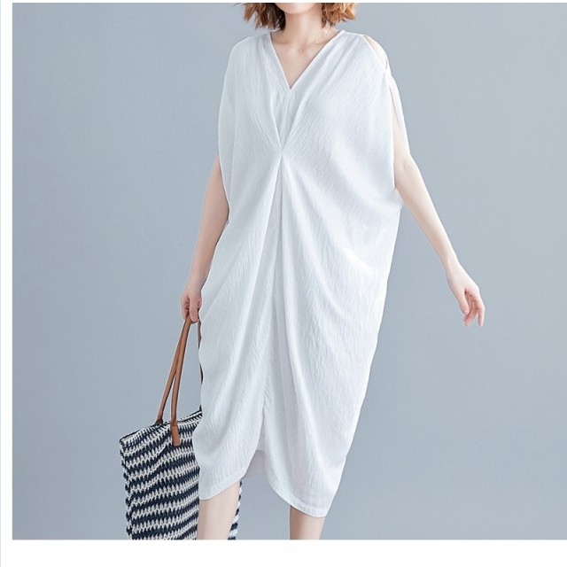 夏服 レディース ワンピース ワンピ レディース おしゃれ Vネック クロス ノースリーブ マキシ丈 ワンピース ワンピ 大きいサイズ 着痩せ Basecamp49