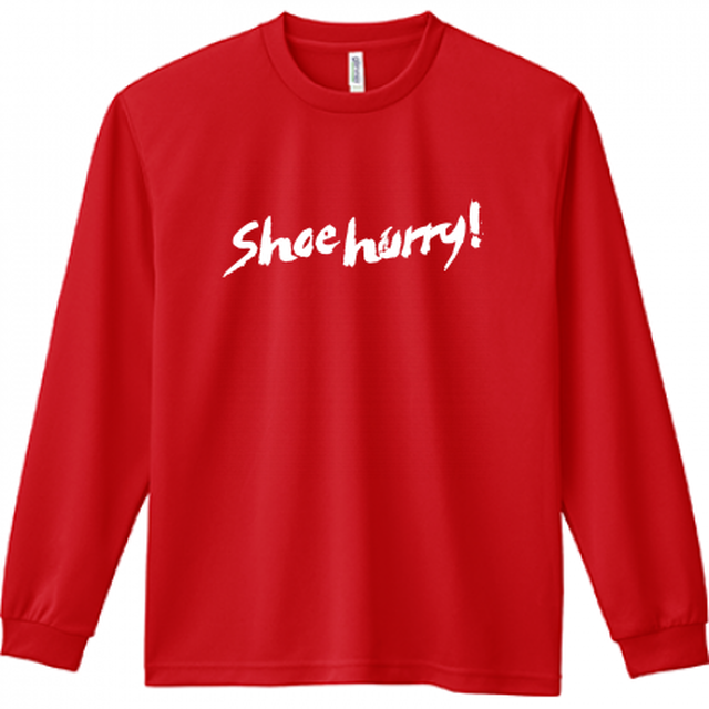 【レッド/ホワイト】SHOEHURRY! 長袖ドライTシャツ
