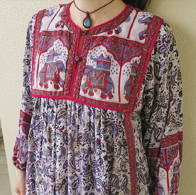 60s 70s Indian Cotton Dress インド綿 ワンピース Anonymity Vintage