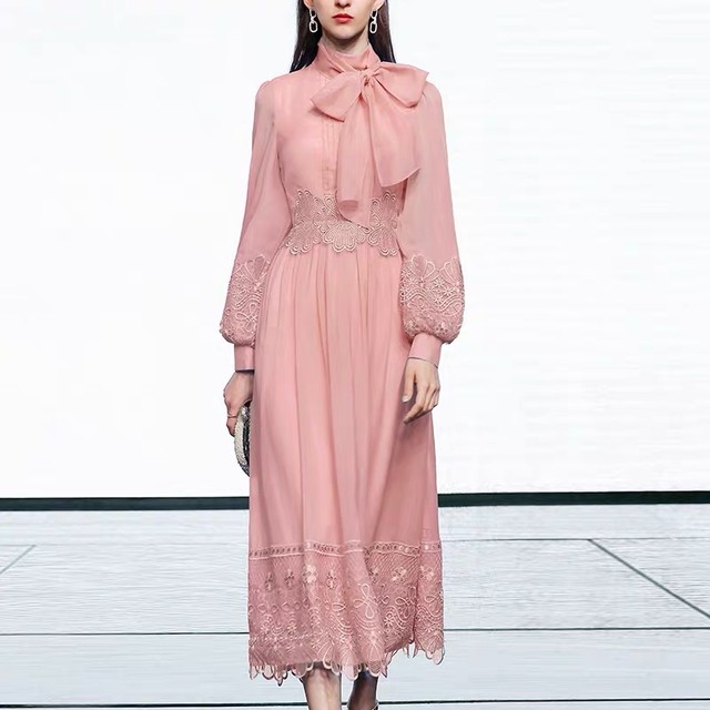 2カラー リボン ワンピース ピンク 黄色 Xl Loveysmileshop