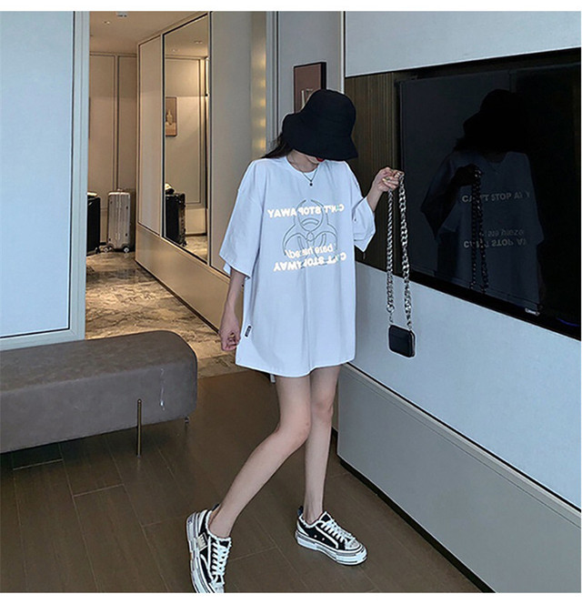 オーバーサイズ ユニセックス ロゴtシャツ Loner Select 韓国ファッション 海外ファッション セクシーコーデ ギャル服