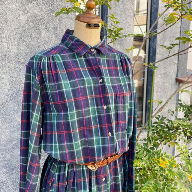 80 S L L Bean エルエルビーン フランネルシャツワンピース Usa製 レディース古着屋 Kalanchoe カランコエ Used Vintage