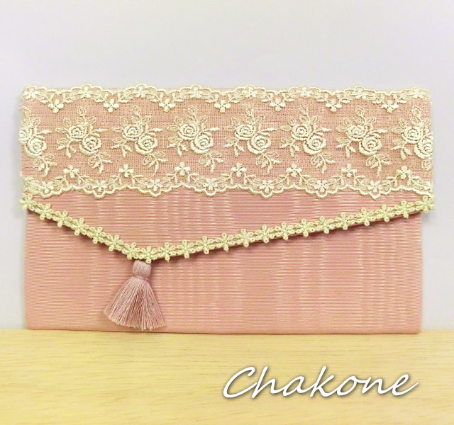 ふくさ 袱紗 結婚式 慶事 祝儀袋入れ 金封ふくさ 花柄レース ピンク 桃 冠婚葬祭 ハンドメイド工房 Chakone 手作り婦人服ファッション