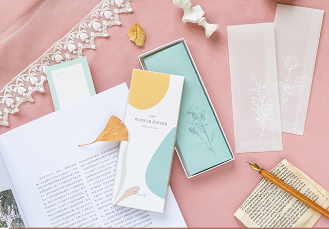 T030a 甜茶 Flower Powerシリーズ 箱入り ミニレタセット 透ける封筒 便箋 Cherish365 Zakka