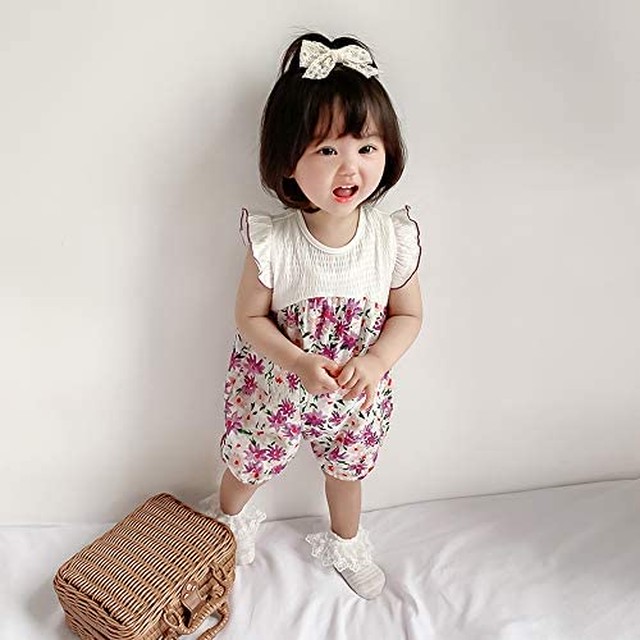 Jpcs Reegoo Peter ベビー服 ロンパース 夏 カバーオール ベビー 女の子 出産祝い かわいい コットン 花柄 ノースリーブ ルームウェア 赤ちゃん パープル Japan Classic Store