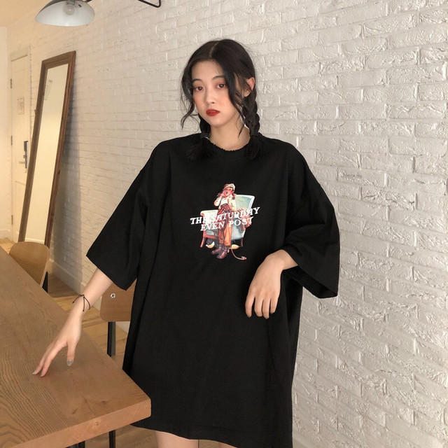 アメリカンレトロプリントビッグTシャツ 韓国ファッション通販 NOSWEAT..