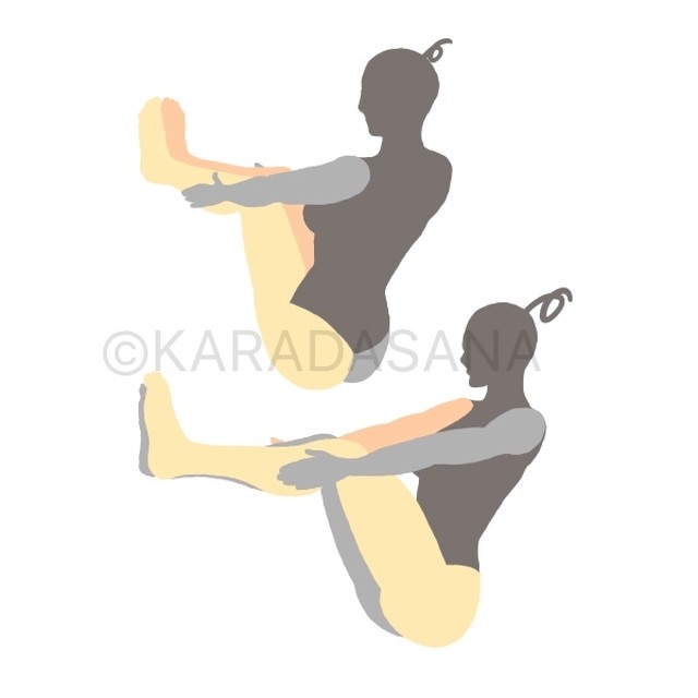 舟のポーズ ナヴァーサナ のバリエーション Karadasana