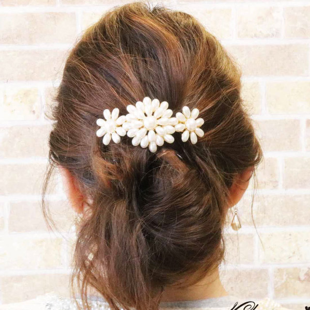 バレッタ 結婚式 パール バレッタ フラワーバレッタ 結婚式 花 ビジュー ヘアアクセサリー レディース Charis