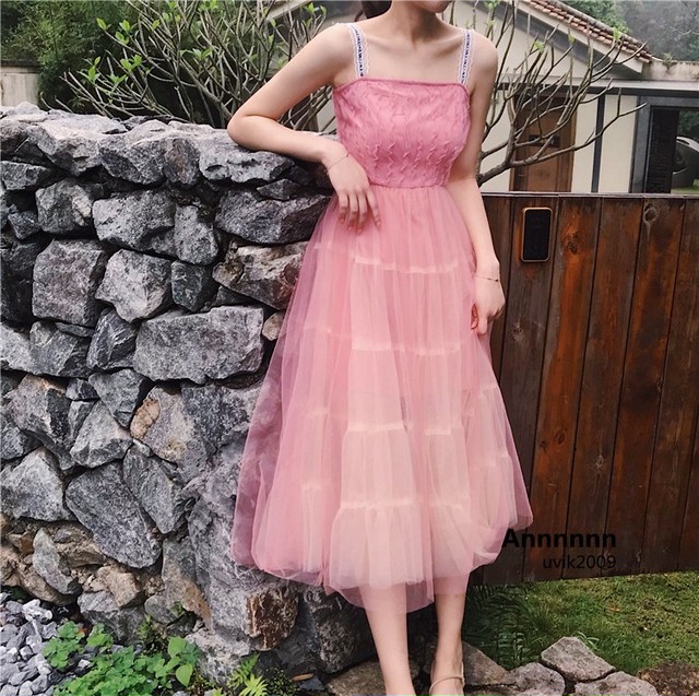ガーリー ピンクのノースリーブシースルーワンピースドレス ノースリーブ 肩出し ワンピース ピンク シースルー ワンピ 夏 セクシーワンピース サマードレス リゾート ロング 大人 オシャレ コーデ 大人 かわいい 可愛い ガーリー Sugar Daystyle シュガーデイスタイル