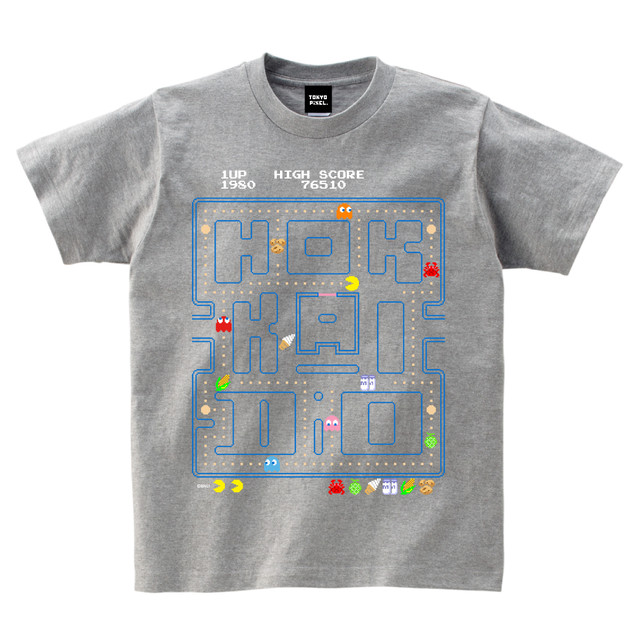 ご当地パックマン 「 Hokkaido 」 Tシャツ グレー (CONTROLLER 限定商品)