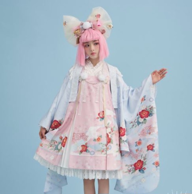 和ロリジャンスカ 6色 Nyanya 通年 春夏 春秋 かわいい 和服 和ロリ ミディアム ワンピース ワンピ ドレス レース おしゃれ 着物 和柄 Aライン ゆったり レイヤード 重ね着 撮影 イベント おでかけ デート ゴスロリ ロリータファッション Loli33 Luxury