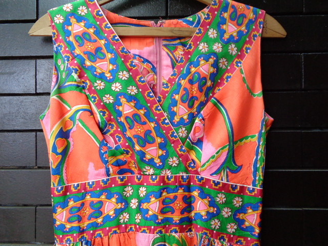 70 S Psychedelic Pattern Dress 70年代 サイケデリック 柄ワンピース Small Change ヴィンテージ 古着 Smallchange スモールチェンジ