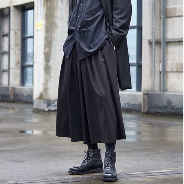 ワイドレッグ パンツ レイヤードパンツ スカートパンツ 袴パンツ ボリュームパンツ ブラック 黒 メンズ レディース ユニセックス モード シック 韓国 お支払い後日以内に発送 Btm069 Loveless