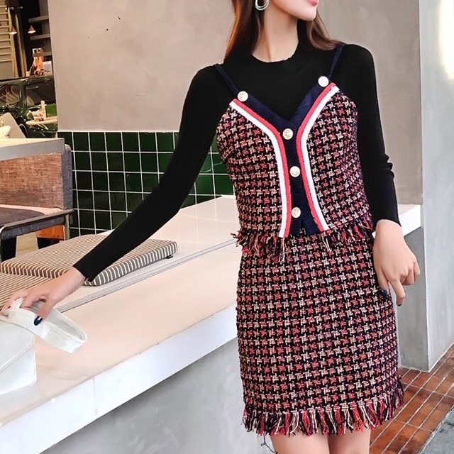 【再入荷】3点setトリコロールツイードセットアップ