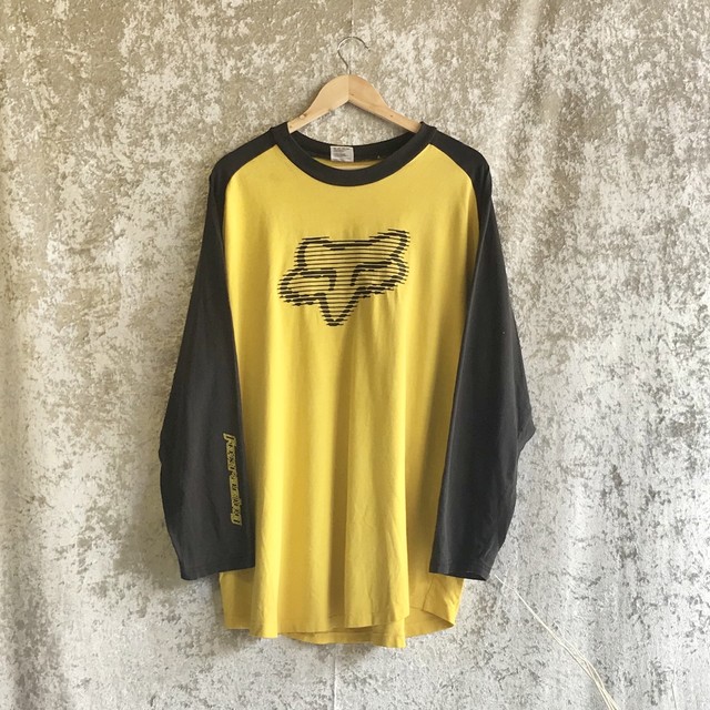 90s Fox Racing ロンtee ラグラン コットン Usa製 オーバーサイズ プリント カットソー フォックスレーシング Xl イエロー 古着 デザイン古着 ヴィンテージ アメリカ ユーロ 中古 S Sigma Freestyle Usedclothing Store