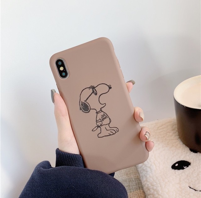 即納 送料無料 Snoopy スヌーピー Iphoneケース チャーリーブラウン 携帯ケース くすみカラー シンプル Gray Brown Angele