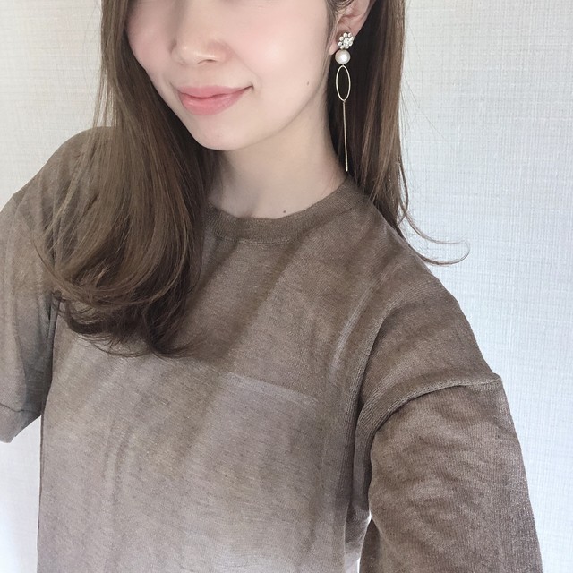 【ノンホールピアス】人気 コットンパールロングチェーンノンホールピアス 人気アクセサリー トレンド