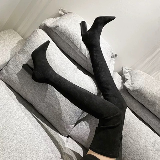 【1点のみ即納】simple suede long boots