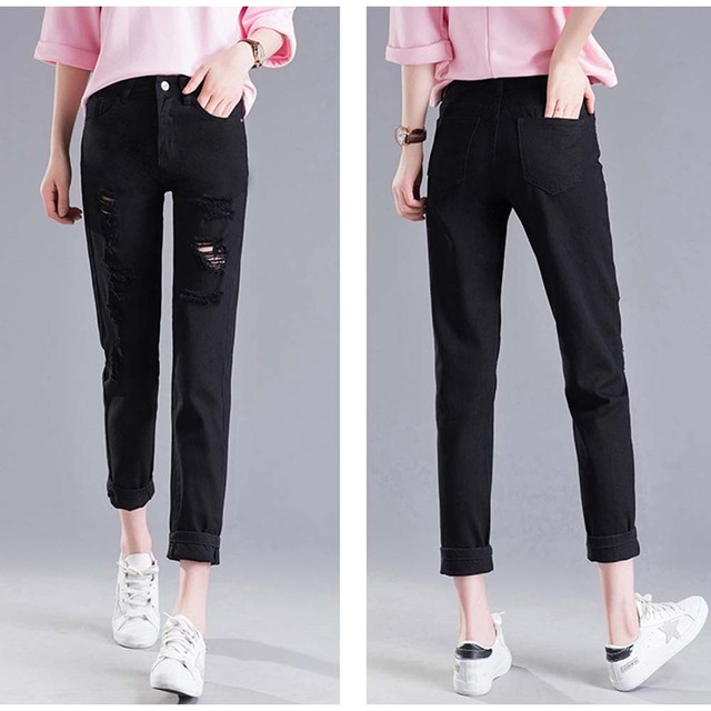 クラッシュ デニムパンツ レディース ダメージ ジーンズ ジーパン 美脚パンツ 白 黒 クラッシュジーンズ カジュアル モノトーン ボトムス Infini Arc En Ciel