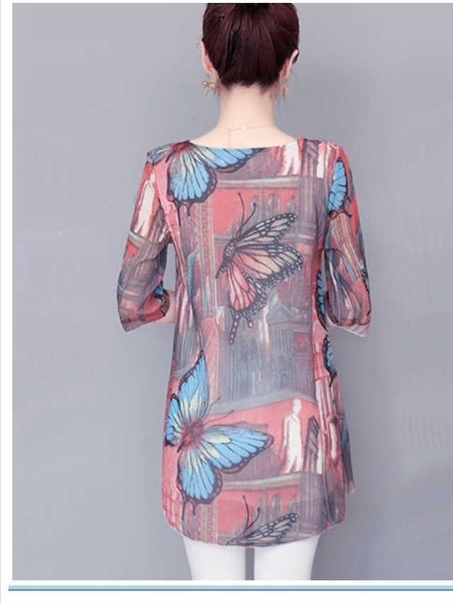 夏服 レディース セットアップ レディース 2点セット 40代 シフォン プリント 50代 ブラウス 半袖トップス 夏服 30代 ワイドパンツ パン Basecamp49