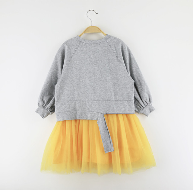 チュール付きスウェットワンピース ドッキングワンピース チュールスカート ワンピース チュール スウェット チュールワンピース 女の子 キッズ 子供 子供服 秋冬 秋 冬 新作 韓国 韓国子供服 Maokico ベビー服とママ服のお店