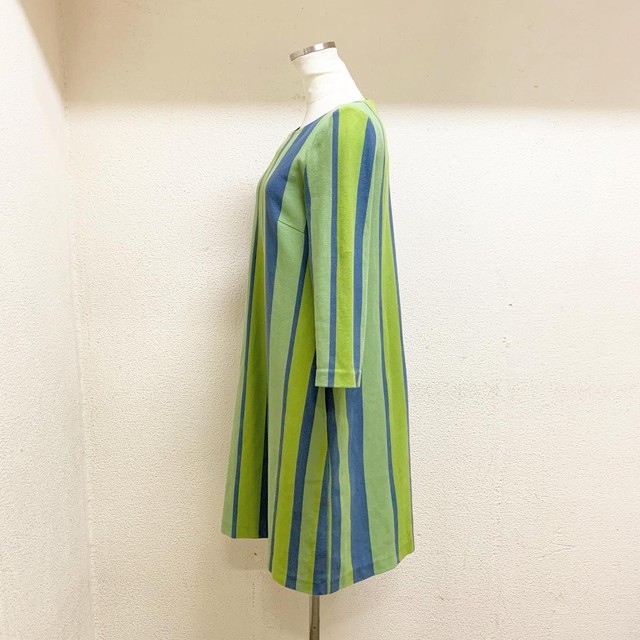 Sybilla One Piece シビラ ワンピース ストライプ柄 七分袖 緑色 青色 Uta