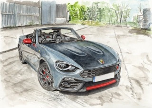 高画質水彩イラストデータ Abarth 124 Spider Petrolhead Studio