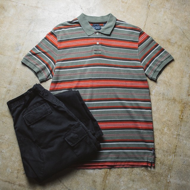 セット販売 Chaps ボーダーポロシャツ u Black カーゴパンツ 0807a54 Thrift Tokyo Tarock