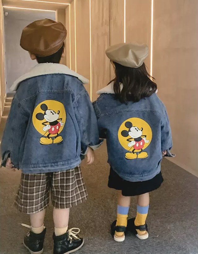 Jk 送料無料 レディース Mickey ボアデニム ジャケット Mickey ジャケット デニム アウター 親子コーデ リンクコーデ ディズニーコーデ ミッキーコーデ Maile