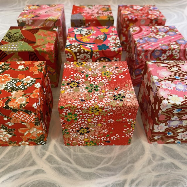 千代紙小箱 赤系 Origami Box Red 森田和紙オンラインショップ 倭紙の店
